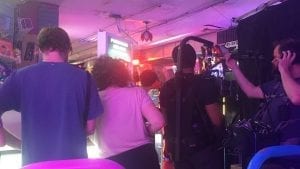 film crew in arcade